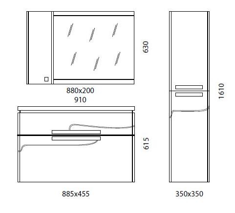 Зеркало-шкаф "Нота-90 " черный
