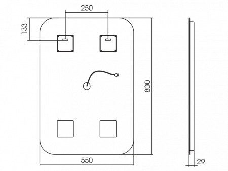 Зеркало Мальта  550*800 ( выключатель-сенсор)