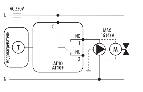 Терморегулятор накладной на трубу  (АТ 10)