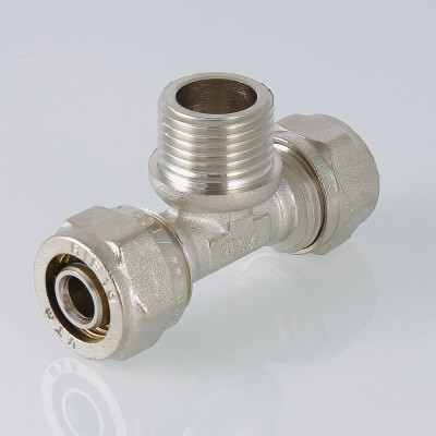 Тройник с нар.рез. 20*1/2 (Металлопластик) (333) обжимной