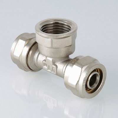 Тройник с вн.рез. 26*1 (Металлопластик) (332) обжимной