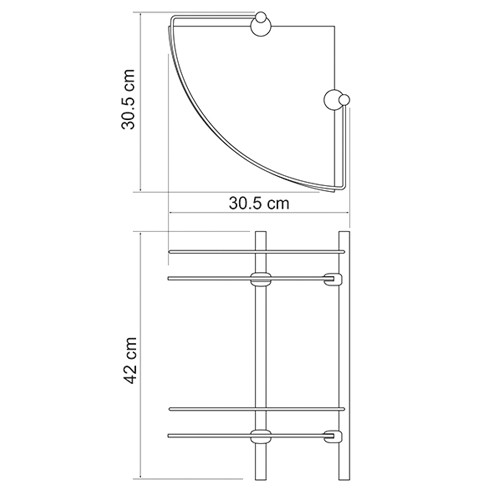 Полка стекл. двойная с огранич. угловая К-3122 WK