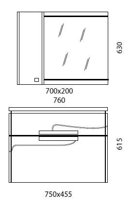 Зеркало-шкаф "Нота-75 " серый