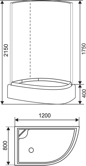 Душевая кабина S-09R 120*80 матовое стекло