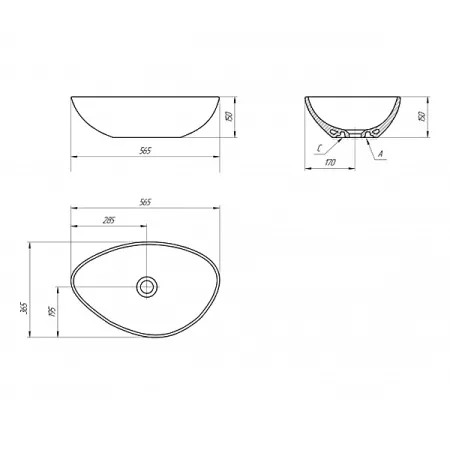 Умывальник на столешницу MODUO 55 LEAF 