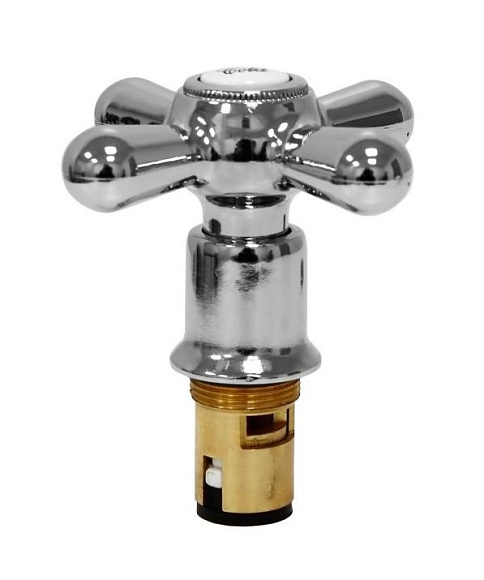 Кран-букса керамическая маховик Крест хром для Российских смесителей