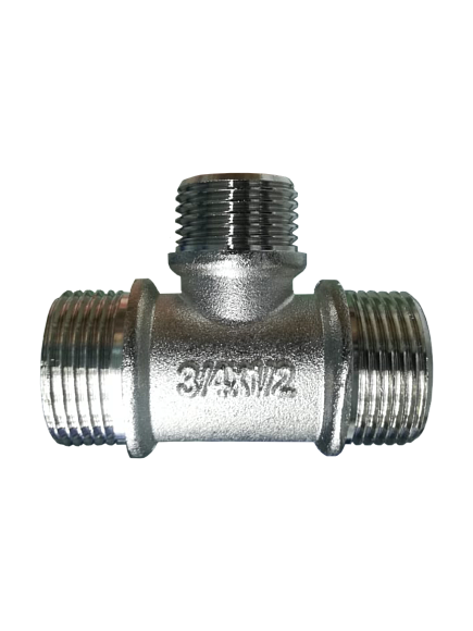 Тройник переходной 3/4"-1/2"-3/4" нр/нр/нр (190-011) лат