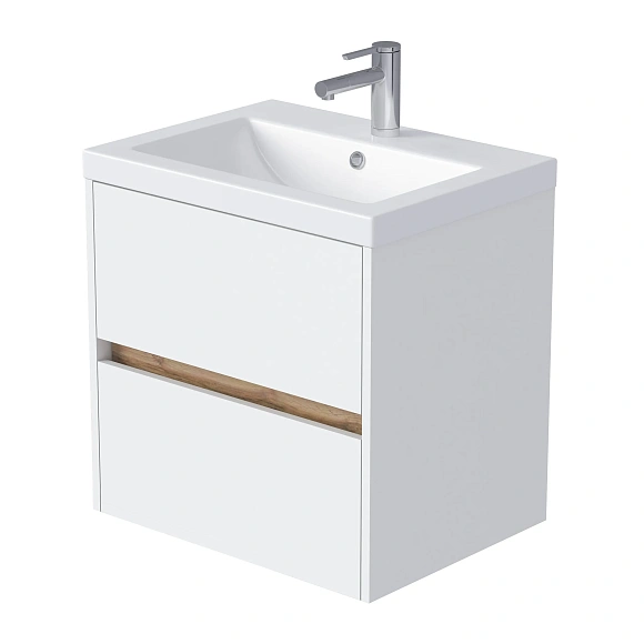 Тумба под раковину Veil "Como" 60П 2я белая аляска/дуб вотан