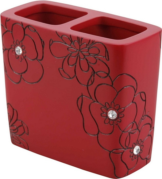 Подставка для зуб\щеток  настольный Красный цветок ВРО-0308В