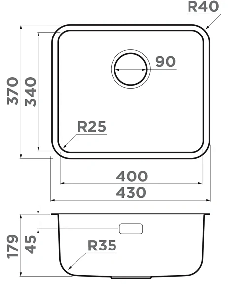 Мойка OMI 43-U/I-IN Ultra Mini нерж.сталь 