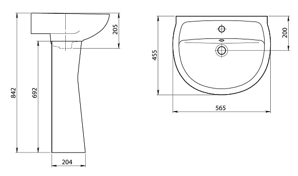 Раковина с пьедесталом "Версия" (Santeri)