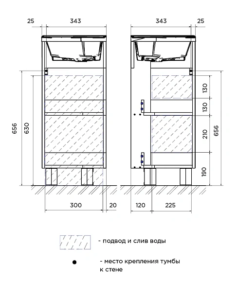 Тумба с раковиной угловая Penta 37x37Н 1д. Белый глянец.