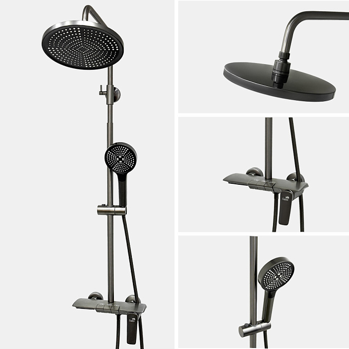 Смеситель/душа стационарный Gatto HS-8020-3 metal gray