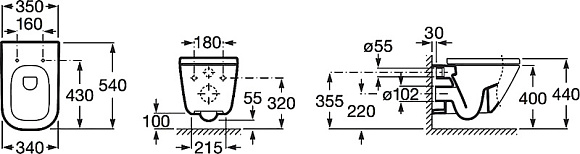 Монтажный сет ПЭК GAP унитаз+инсталляция+кнопка+сиденье м/л (Roca) 893104100