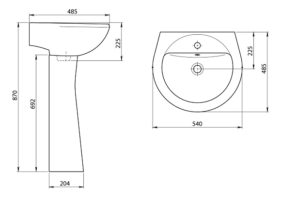 Раковина с пьедесталом "Соната" (Santeri)