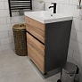 Тумба под раковину Aris "Como" 60Н 2я антрацит/дуб крафт золотой