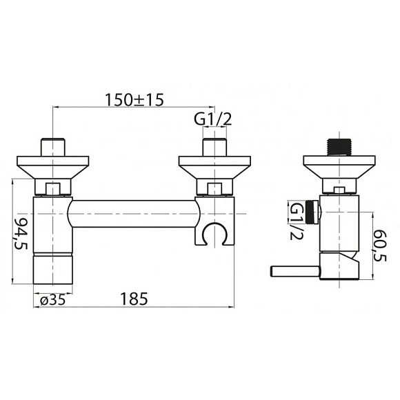 Смеситель для биде комплект(смесит CZR-DA3-01, душ гигиен CZR-ID3-01,гибк шланг CZR-С-FMDC2-120-01)