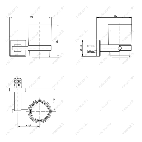 Стакан подвесной,сатин,хром, MLN-862010