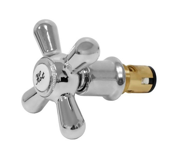 Кран-букса керамическая маховик Крест хром для Российских смесителей