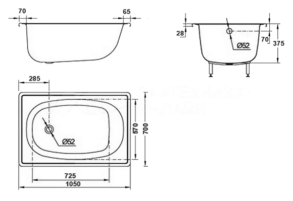 Ванна стальная 1.05м BLB  