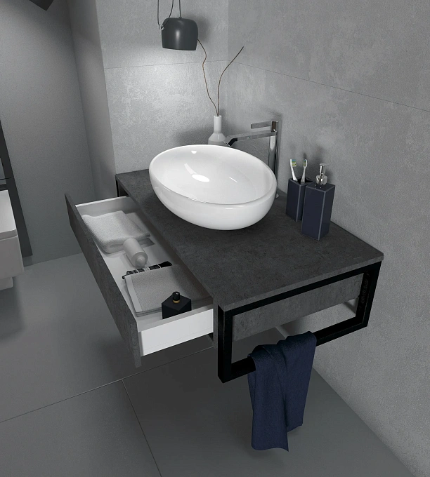 Тумба GRUNGE LOFT 80П 1в.я Бетон серый