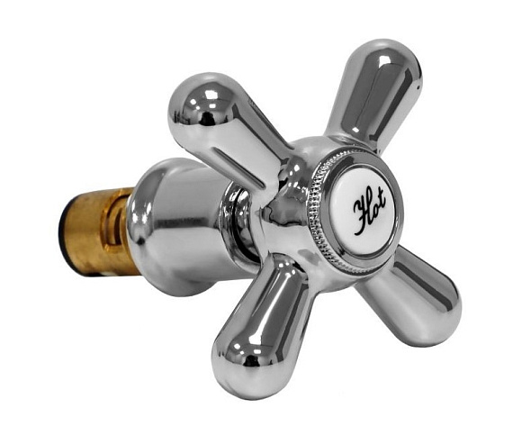 Кран-букса керамическая маховик Крест хром для Российских смесителей