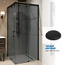 Душев огражд четырехсегм раздвижн с подвесн ролик SLIDE Square 864 90*90*200 Графит, проф черный МАТ