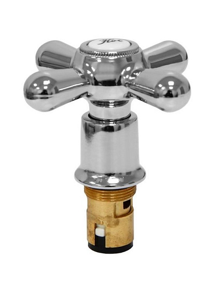 Кран-букса керамическая маховик Крест хром для Российских смесителей