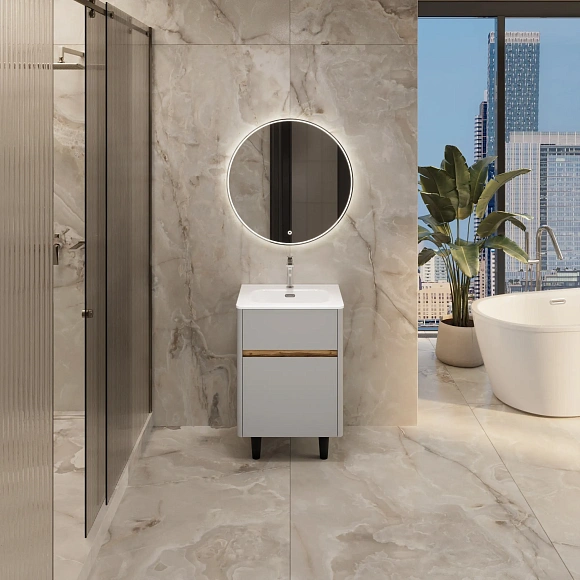 Тумба под раковину Mona "Rondy" 60 Н 2я агатовый серый