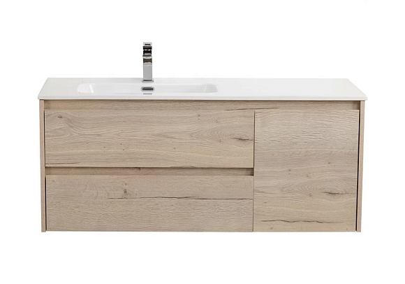 Тумба KRAFT-1200 цвет Rovere Galifax Bianco,левая с двумя ящиками и одной распашной дверцей
