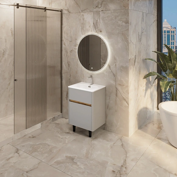 Тумба под раковину Mona "Rondy" 60 Н 2я агатовый серый