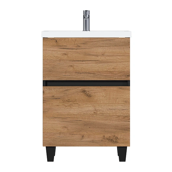 Тумба под раковину Aris "Como" 60Н 2я антрацит/дуб крафт золотой