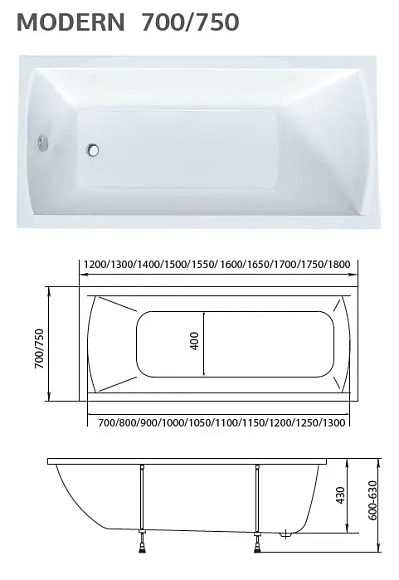 Ванна "MODERN" 130*70