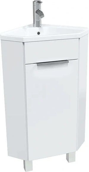 Тумба с раковиной угловая Penta 37x37Н 1д. Белый глянец.