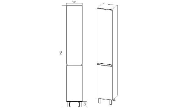 Пенал "Мальта" правый/левый   300х300х1900
