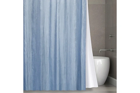Штора в ванную двухслойная Органза 180*200(голуб)
