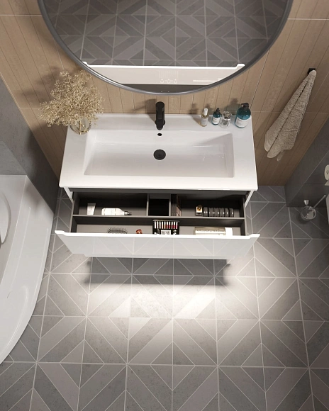 Тумба под раковину Coda "Оскар" 105Н 2я перламутр белый