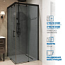 Душев огражд четырехсегм раздвижн с подвесн ролик SLIDE Square 864 90*90*200 Графит, проф черный МАТ