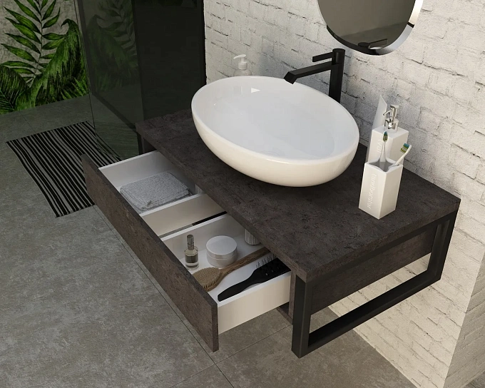 Тумба GRUNGE LOFT 80П 1в.я Бетон серый
