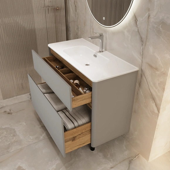 Тумба под раковину Mona "Rondy" 100 Н 2я агатовый серый