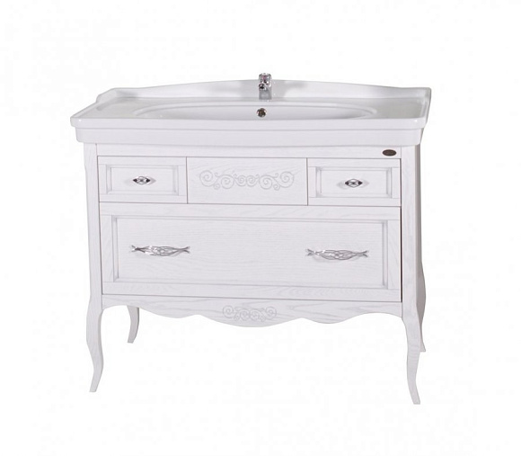 Подстолье с раковиной Модерн 105 ( ум. Модерн 1050) Белый (Патина серебро)