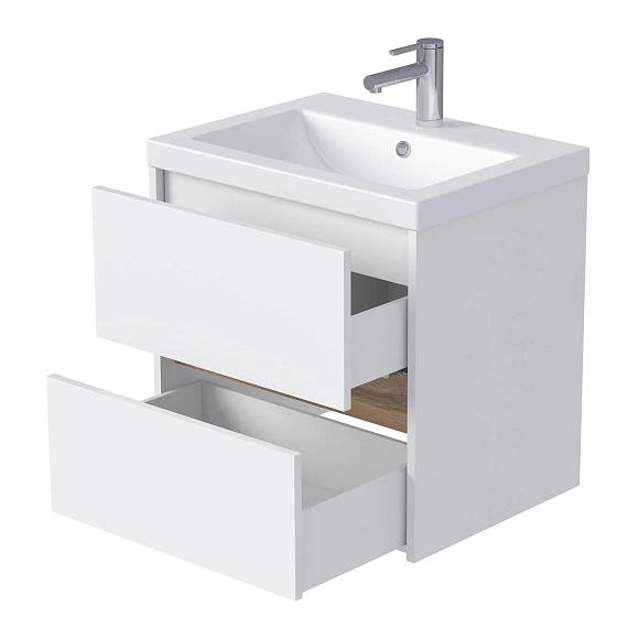 Тумба под раковину Veil "Como" 60П 2я белая аляска/дуб вотан