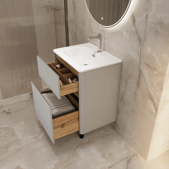 Тумба под раковину Mona "Rondy" 60 Н 2я агатовый серый