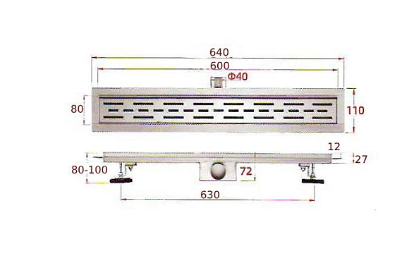Трап душевой линейный нерж. 600мм ЧЕРНЫЙ КЕ-101А GEKKO