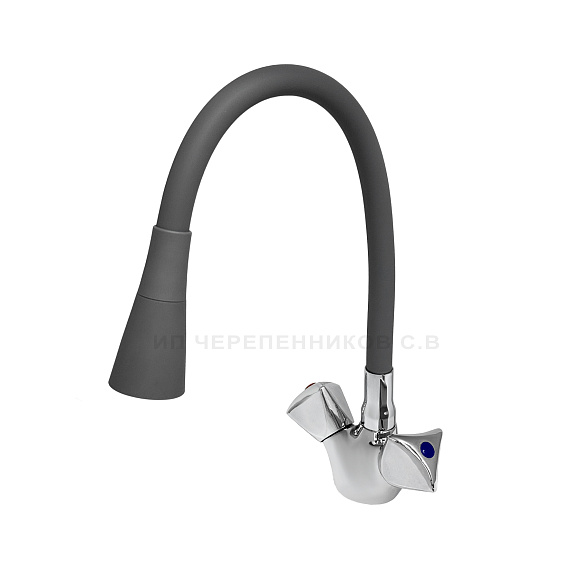 СМ-МЛ2-2078 ДЕЛЬТА гибкий излив СЕРЫЙ (Гекко)