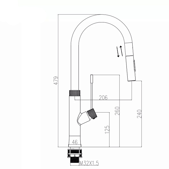 СМ-М ГЕККО с вытяжным изливом GH-6085-W БЕЛЫЙ, ЗОЛОТО