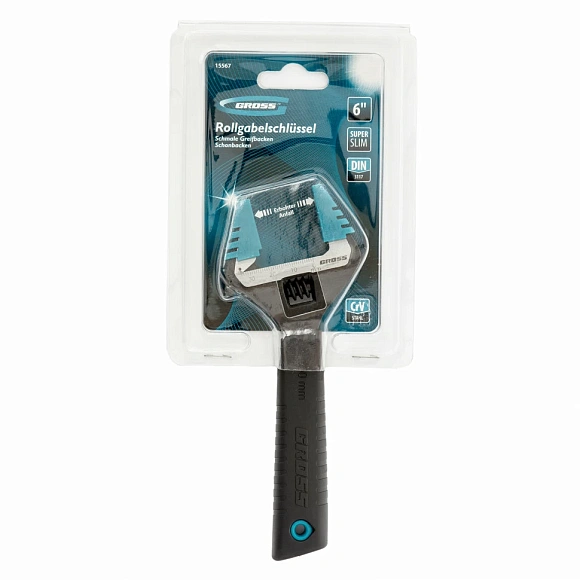 Ключ разводной 150 мм, тонкие губки, Gross 15567
