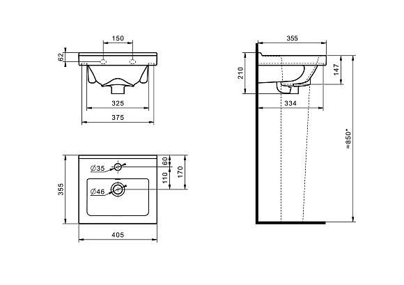 Раковина с пьедесталом "Визит-40" (Santeri)