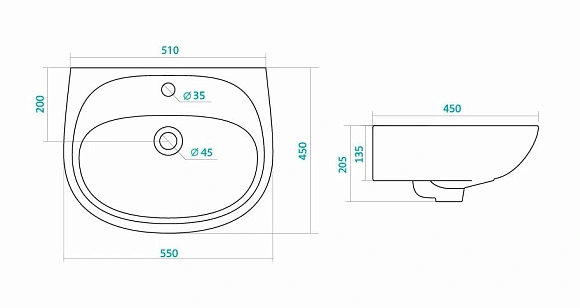 Раковина с пьедесталом "Анимо-55"
