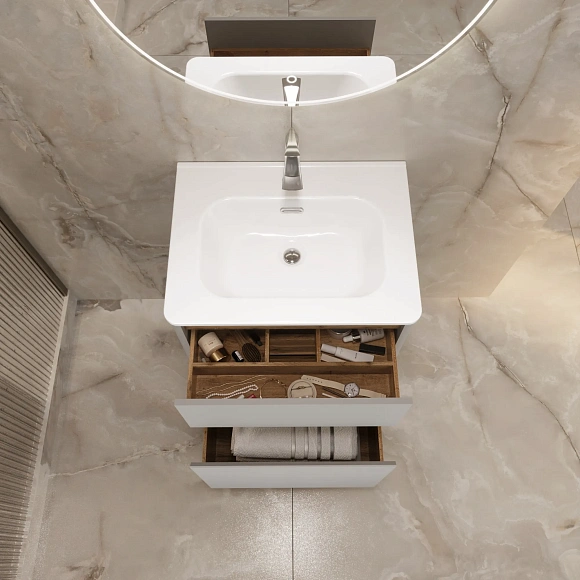 Тумба под раковину Mona "Rondy" 60 Н 2я агатовый серый